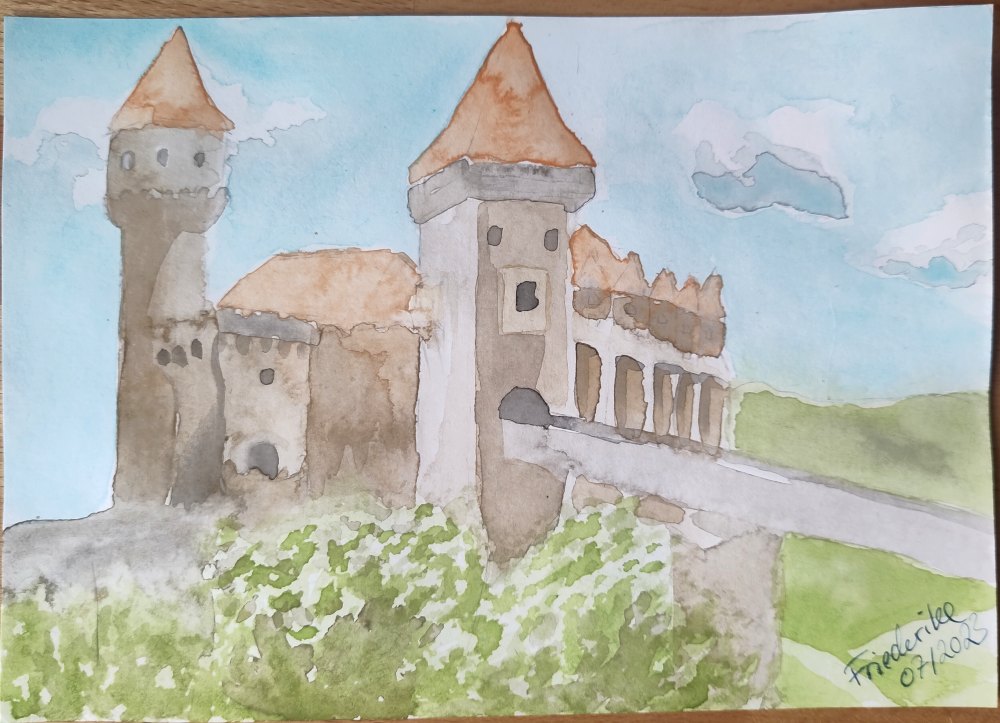 Bild mit Wasserfarben von einer Burg